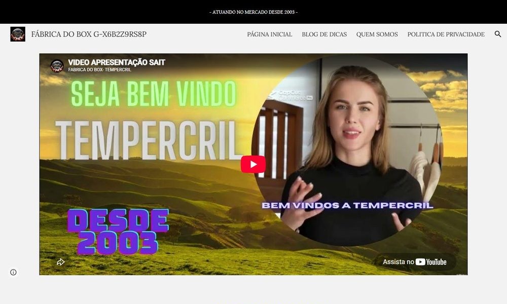 Topo do site atual da Tempercril